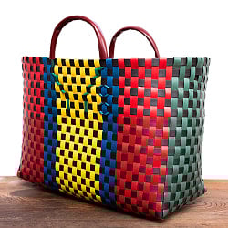 【Lサイズ】しっかり丈夫なベトナムのマルシェバッグ-48cm×31cm - サブ4