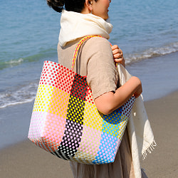 【Sサイズ】しっかり丈夫なベトナムのマルシェショルダーバッグ-33cm×32cm - サブ2