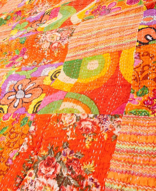インドのパッチワーク〕ラリーキルトの大判マルチクロス〔約280cm×約