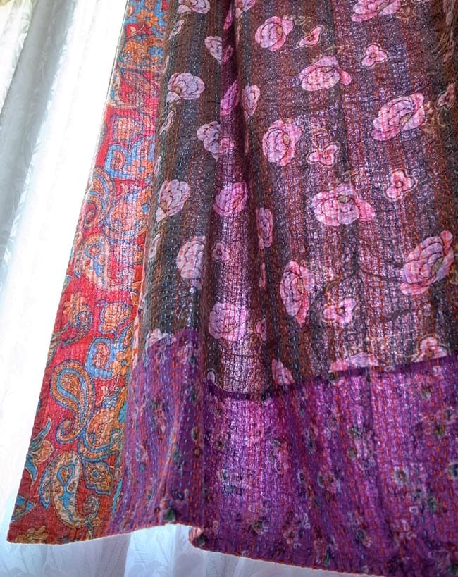 インド製ヴィンテージカンタラリーキルト 大判マルチカバー インドのパッチワーク〕ラリーキルトの大判マルチクロス〔約160cm×約