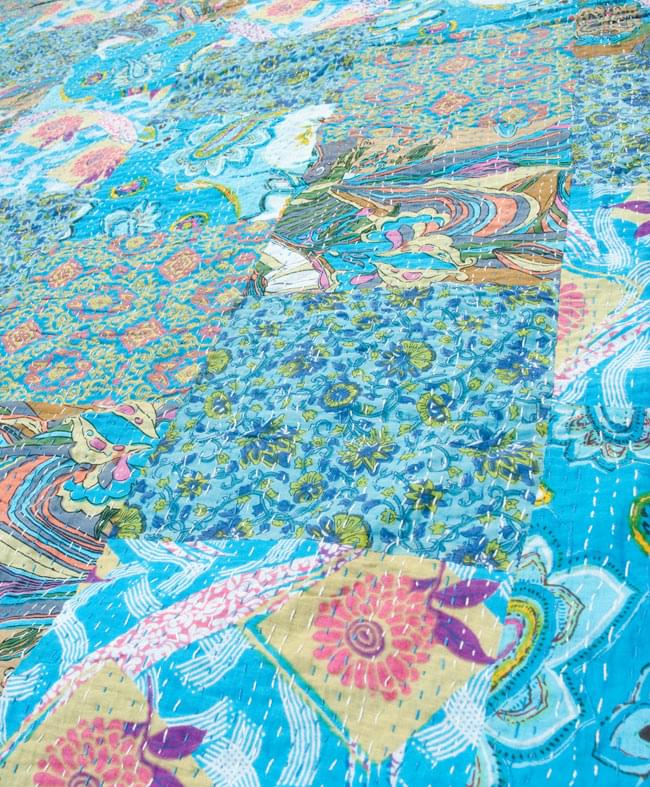 〔インドのパッチワーク〕ラリーキルトの大判マルチクロス〔約230cm×約150cm〕 2 - とても美しいパッチワークですよ