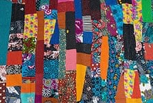 ラリーキルト　特大　キルト　刺繍 鮮やかなアオに刺繍が映えるラリーキルト 刺し子 インド綿 刺繍