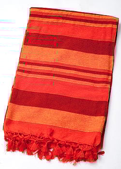 〔235cm×150cm〕カディコットン風マルチクロス - ストライプ柄 オレンジ - サブ2