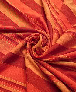 〔235cm×150cm〕カディコットン風マルチクロス - ストライプ柄 オレンジ - サブ3