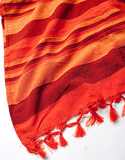 〔235cm×150cm〕カディコットン風マルチクロス - ストライプ柄 オレンジ - サブ4