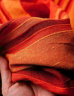 〔235cm×150cm〕カディコットン風マルチクロス - ストライプ柄 オレンジ - サブ5