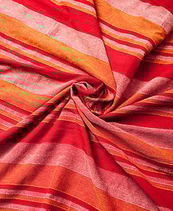 〔235cm×150cm〕カディコットン風マルチクロス - ストライプ柄 レッド×オレンジ - サブ3