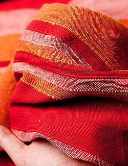 〔235cm×150cm〕カディコットン風マルチクロス - ストライプ柄 レッド×オレンジ - サブ5