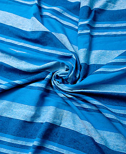 〔235cm×150cm〕カディコットン風マルチクロス - ストライプ柄 水色 - サブ3