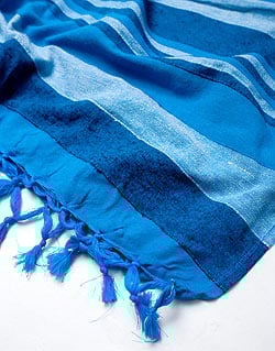 〔235cm×150cm〕カディコットン風マルチクロス - ストライプ柄 水色 - サブ4