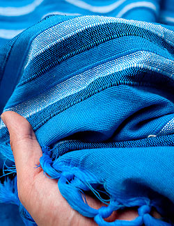 〔235cm×150cm〕カディコットン風マルチクロス - ストライプ柄 水色 - サブ5