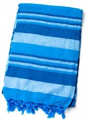 〔235cm×150cm〕カディコットン風マルチクロス - ストライプ柄 水色