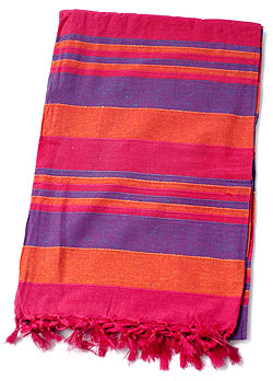 〔235cm×150cm〕カディコットン風マルチクロス - ストライプ柄 ピンク×オレンジ×紫 - サブ2