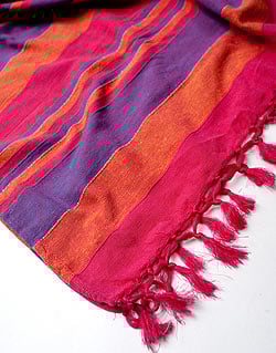 〔235cm×150cm〕カディコットン風マルチクロス - ストライプ柄 ピンク×オレンジ×紫 - サブ4