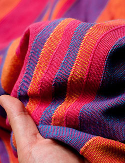 〔235cm×150cm〕カディコットン風マルチクロス - ストライプ柄 ピンク×オレンジ×紫 - サブ5