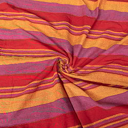 〔260cm×215cm〕カディコットン風マルチクロス - ストライプ柄 赤×オレンジ - サブ3