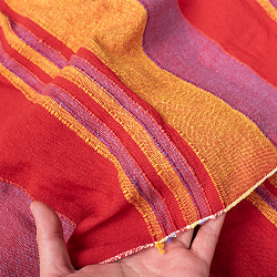 〔260cm×215cm〕カディコットン風マルチクロス - ストライプ柄 赤×オレンジ - サブ5