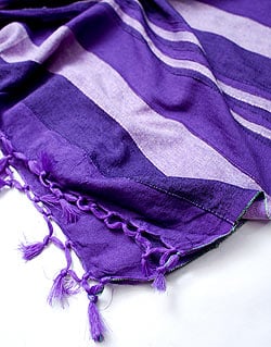 〔260cm×215cm〕カディコットン風マルチクロス - ストライプ柄 紫 - サブ4