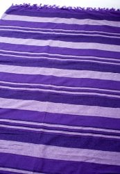 限定セール〔260cm×215cm〕カディコットン風マルチクロス - ストライプ柄 紫