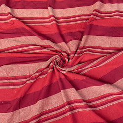 〔260cm×215cm〕カディコットン風マルチクロス - ストライプ柄 えんじ - サブ3