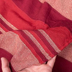 〔260cm×215cm〕カディコットン風マルチクロス - ストライプ柄 えんじ - サブ5