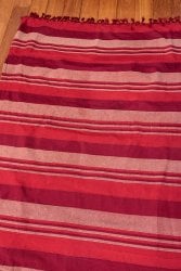 〔260cm×215cm〕カディコットン風マルチクロス - ストライプ柄 えんじ