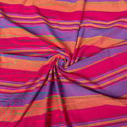 〔260cm×215cm〕カディコットン風マルチクロス - ストライプ柄 紫×オレンジ×ピンク - サブ3