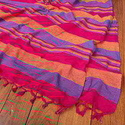 〔260cm×215cm〕カディコットン風マルチクロス - ストライプ柄 紫×オレンジ×ピンク - サブ4