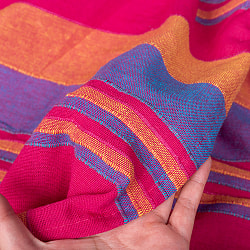 〔260cm×215cm〕カディコットン風マルチクロス - ストライプ柄 紫×オレンジ×ピンク - サブ5
