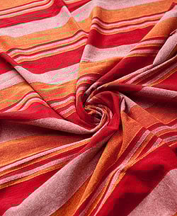 〔260cm×215cm〕カディコットン風マルチクロス - ストライプ柄 赤×オレンジ×白 - サブ3