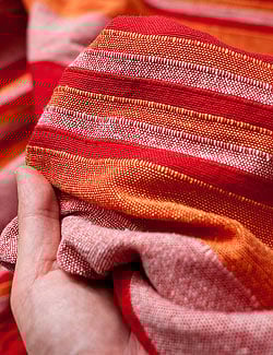 〔260cm×215cm〕カディコットン風マルチクロス - ストライプ柄 赤×オレンジ×白 - サブ5