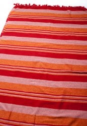 〔260cm×215cm〕カディコットン風マルチクロス - ストライプ柄 赤×オレンジ×白