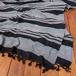 〔260cm×215cm〕カディコットン風マルチクロス - ストライプ柄 ブラック - サブ4