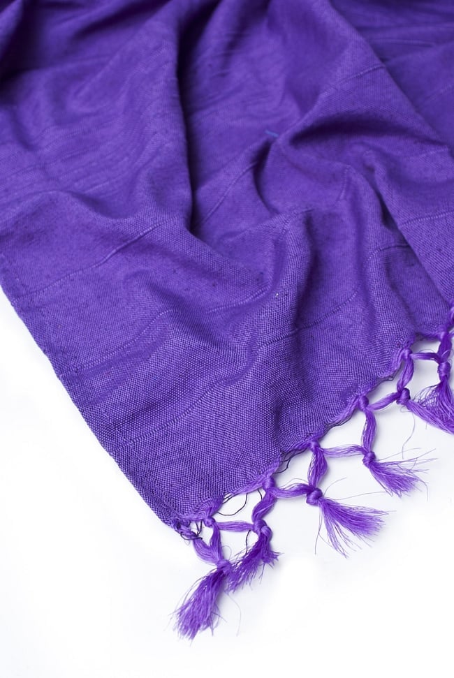 〔235cm×150cm〕カディコットン風マルチクロス - モノカラー パープル 4 - 縁の部分の拡大写真です