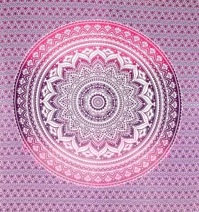 〔各色あり〕マルチクロス - グラデーションマンダラ【約223cm×約205cm】