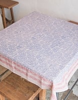 [約100cm x 約104cm]木版染め インド綿テーブルクロス  - ボタニカル柄の商品写真