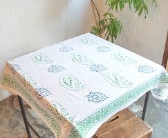 [約106cm x 約110cm]木版染め インド綿テーブルクロス  - ペイズリーの商品写真