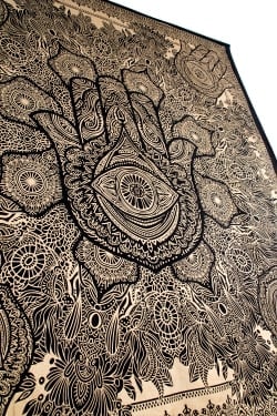 マルチクロス - ファーティマの手 ハムサ ゴールドラメ〔約225cm×約205cm〕 - サブ4