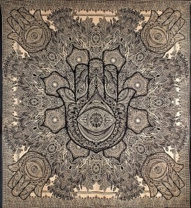 マルチクロス - ファーティマの手 ハムサ ゴールドラメ〔約225cm×約205cm〕