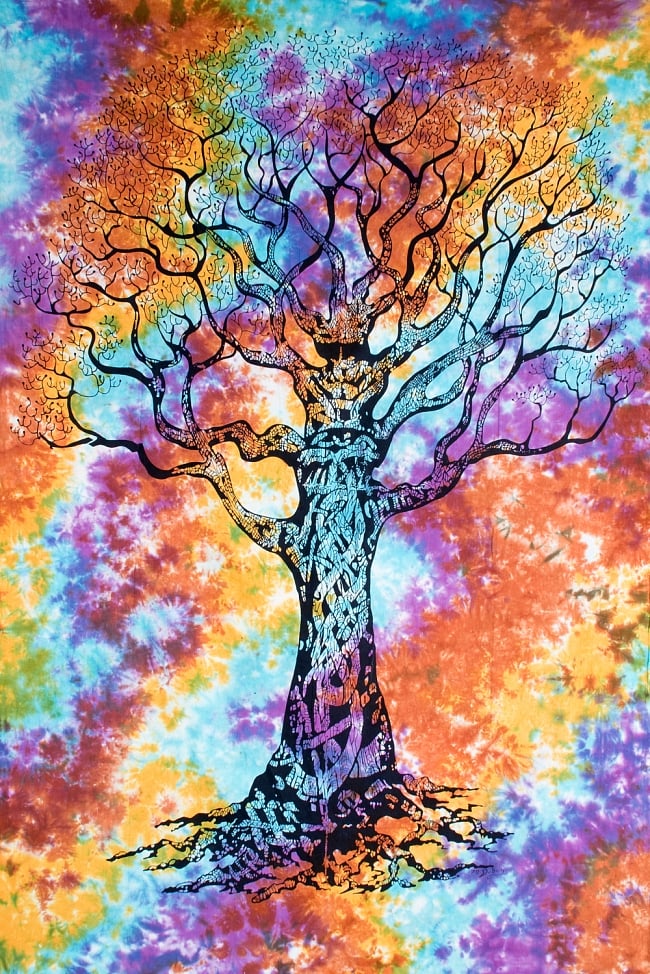 マルチクロス　生命の樹　タイダイホーリーカラー〔203cm×136cm〕の写真