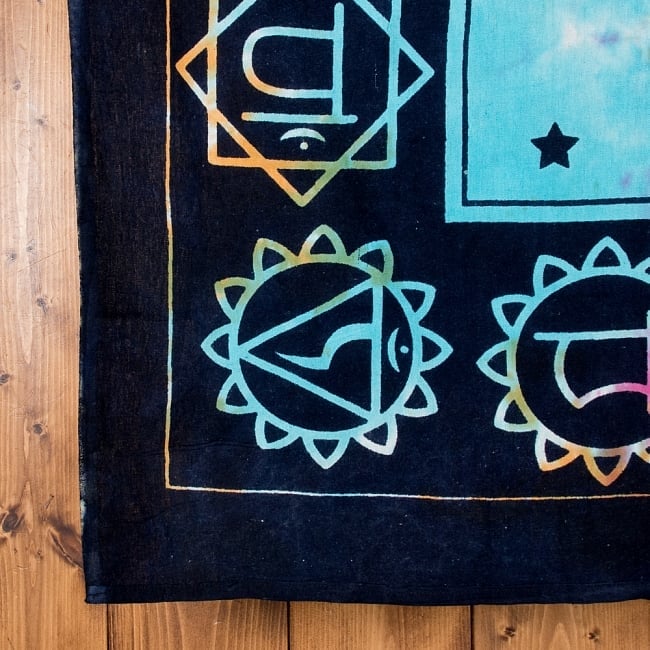 マルチクロス　チャクラ　タイダイホーリーカラー〔198cm×131cm〕 3 - 縁部分の写真です