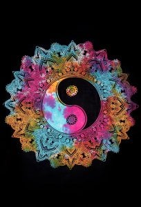 マルチクロス　太極図　タイダイホーリーカラー〔193cm×132cm〕