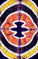 マルチクロス　カラフルタイダイ　オレンジ×黄×紫系〔218cm×134cm〕の商品写真