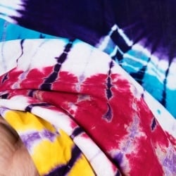 マルチクロス　カラフルタイダイ　青×赤×黄×紫系〔218cm×134cm〕 - サブ5