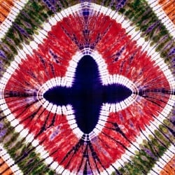 マルチクロス カラフルタイダイ 赤×緑×オレンジ×紫系〔218cm×134cm〕 - サブ2