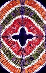 マルチクロス　カラフルタイダイ　赤×緑×オレンジ×紫系〔218cm×134cm〕の商品写真