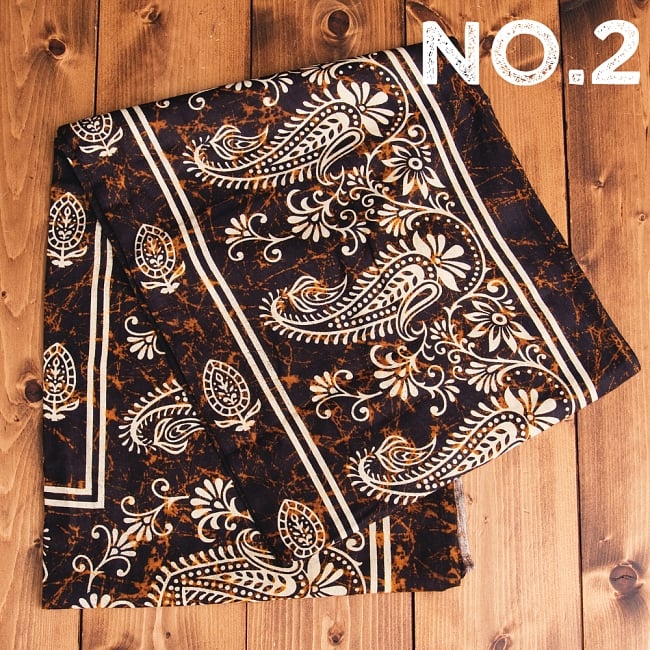 マルチクロス リーフ模様〔195cm×132cm〕 9 - 【No.2】焦げ茶系