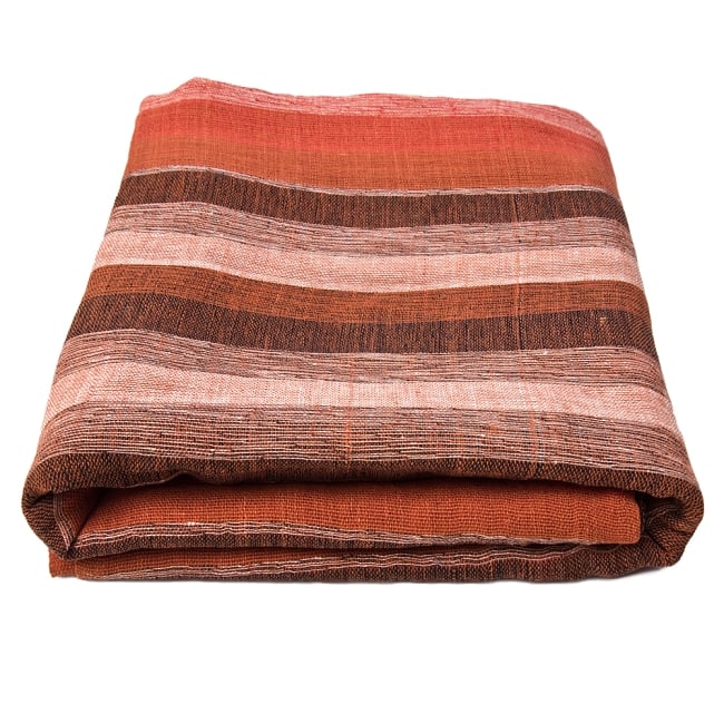 〔225cm×150cm〕柔らか手触りのイタワ織りマルチクロス - オレンジ 5 - たたむとふんわりボリューミーです。空気を含んで温かいです。