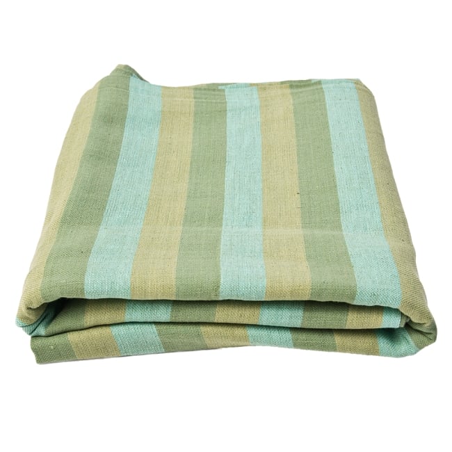 〔225cm×150cm〕柔らか手触りのイタワ織りマルチクロス - グリーン 5 - たたむとふんわりボリューミーです。空気を含んで温かいです。