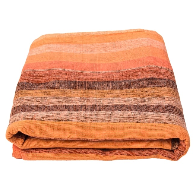 〔225cm×150cm〕柔らか手触りのイタワ織りマルチクロス - オレンジ 5 - たたむとふんわりボリューミーです。空気を含んで温かいです。